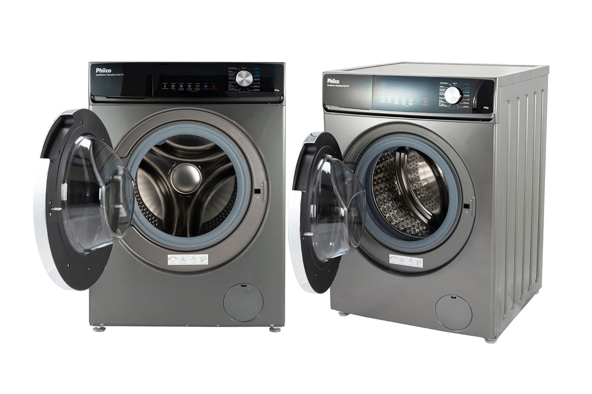 Lavadora e Secadora Philco 10kg Inverter PLS11T Titanium 220V compensa