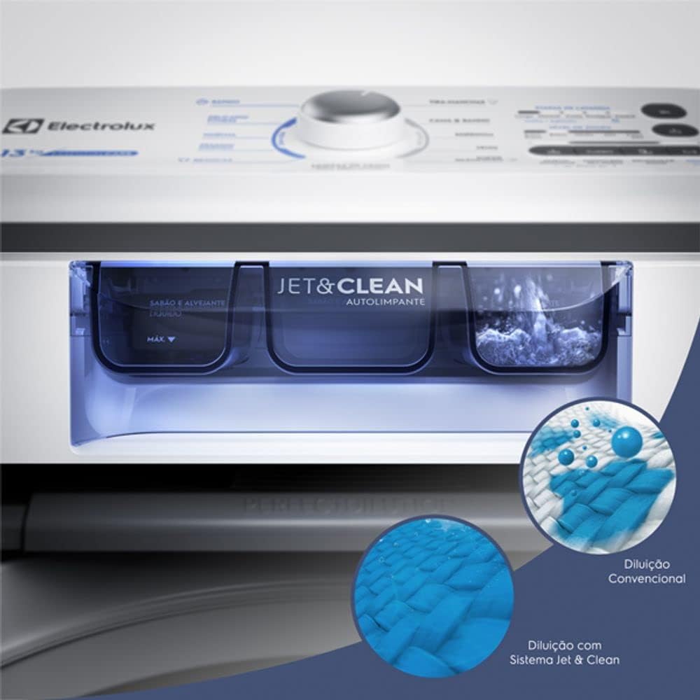 medidor de agua Máquina de Lavar Electrolux 13kg Branca Essential Care com Cesto Inox