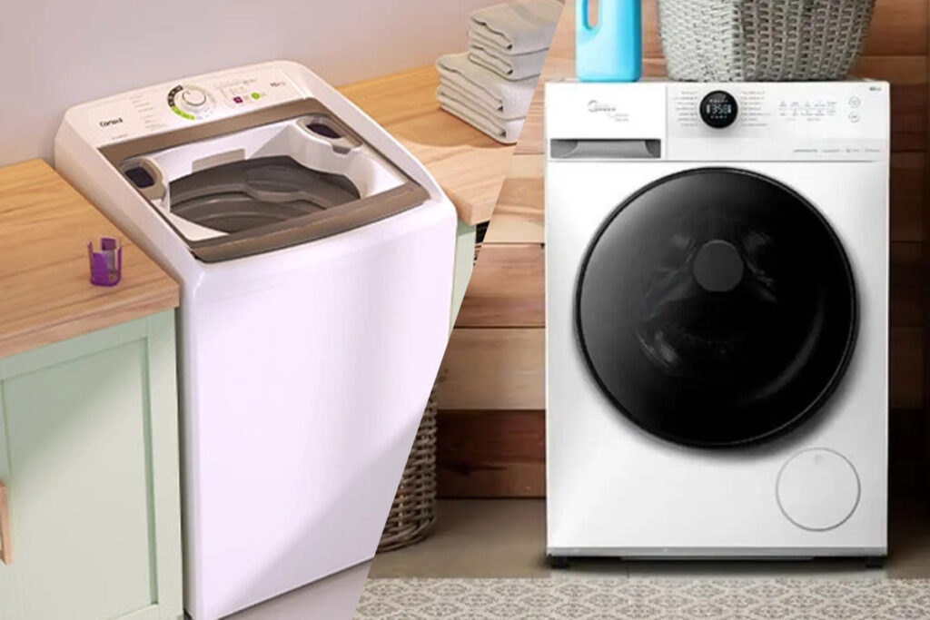 qual comprar Máquina Frontal ou superior