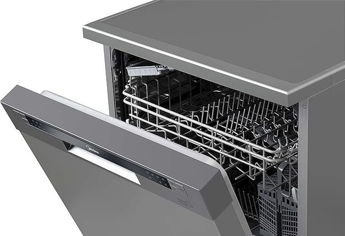 abertura LAVA-LOUCAS MIDEA 14 SERVICOS CINZA 127V