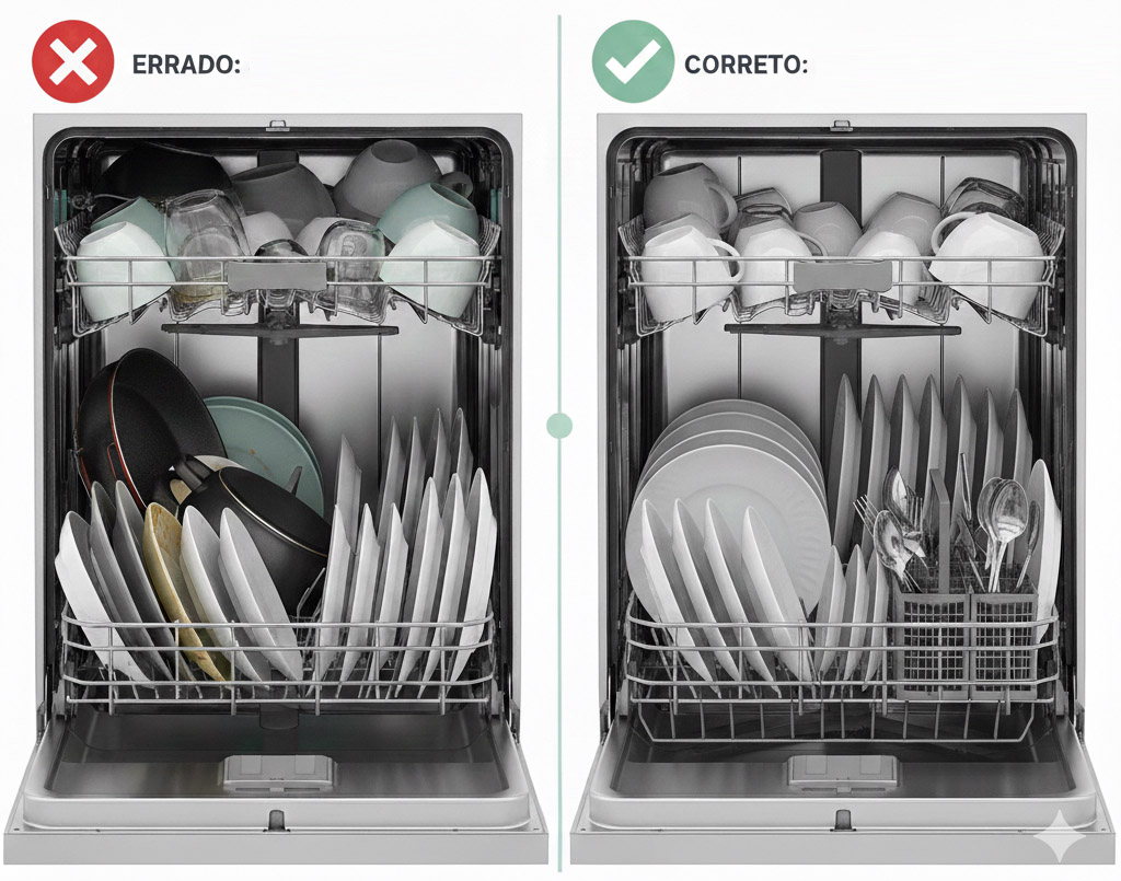 Como organizar lava-louças corretamente sem sobrecarregar