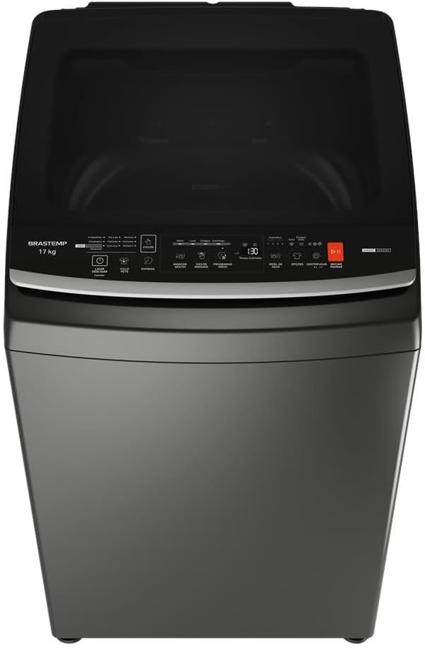 Máquina de Lavar Brastemp 17Kg Cinza Platinum com Design Infinity e Soft Close - BW17LTA 220v - máquina de lavar sem agitador