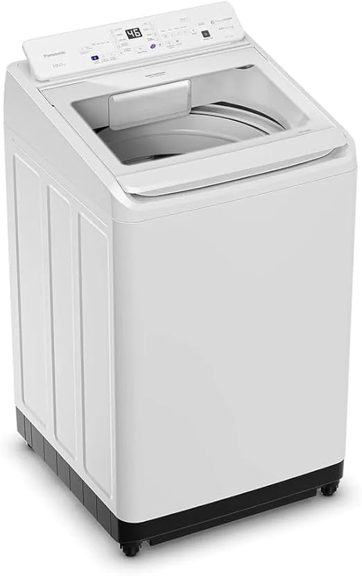 Panasonic NA-F190G1 Máquina de Lavar Top Load, Branco, Classe A, 115x64x72cm, 19Kg, Sistema Ciclone sem Agitador, Painel Digital, Ciclo Pet, Aço Inox