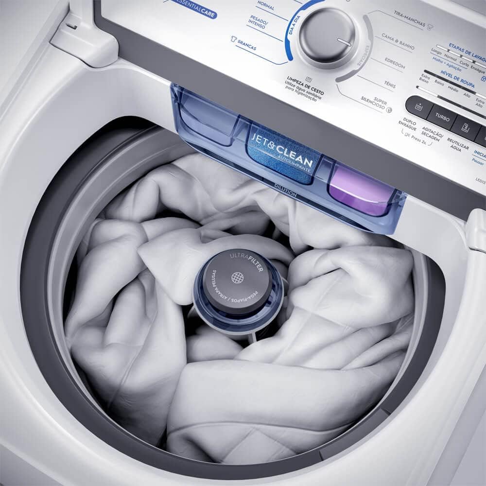 melhora máquina de lavar Máquina de Lavar Electrolux 15kg Branca Essential Care com Cesto Inox