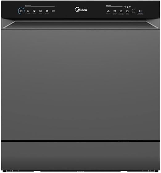 Lava-louças Midea Touch Plus 8 serviços cinza com painel full touch