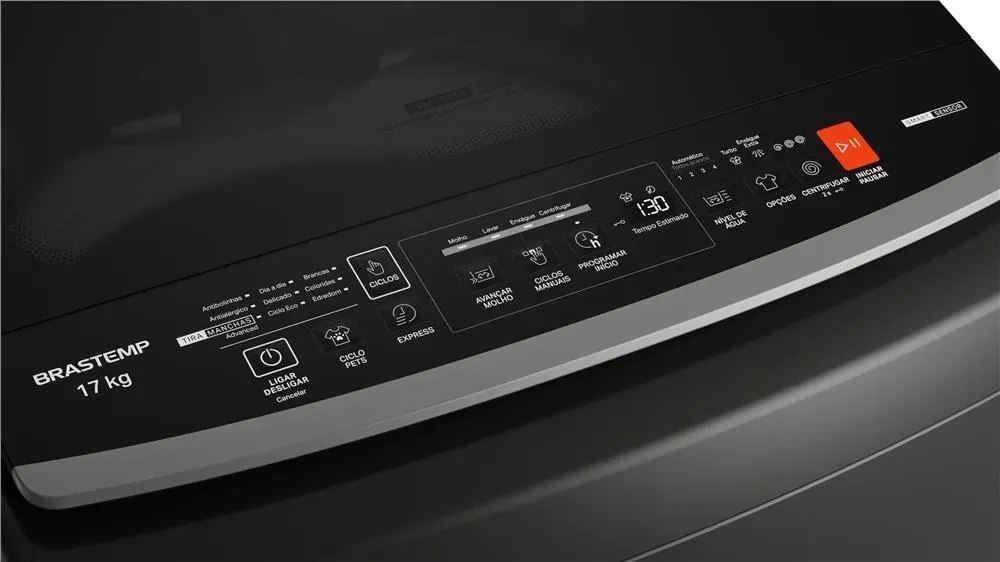 painel da Máquina de Lavar Brastemp 17Kg Platinum BW17LTA